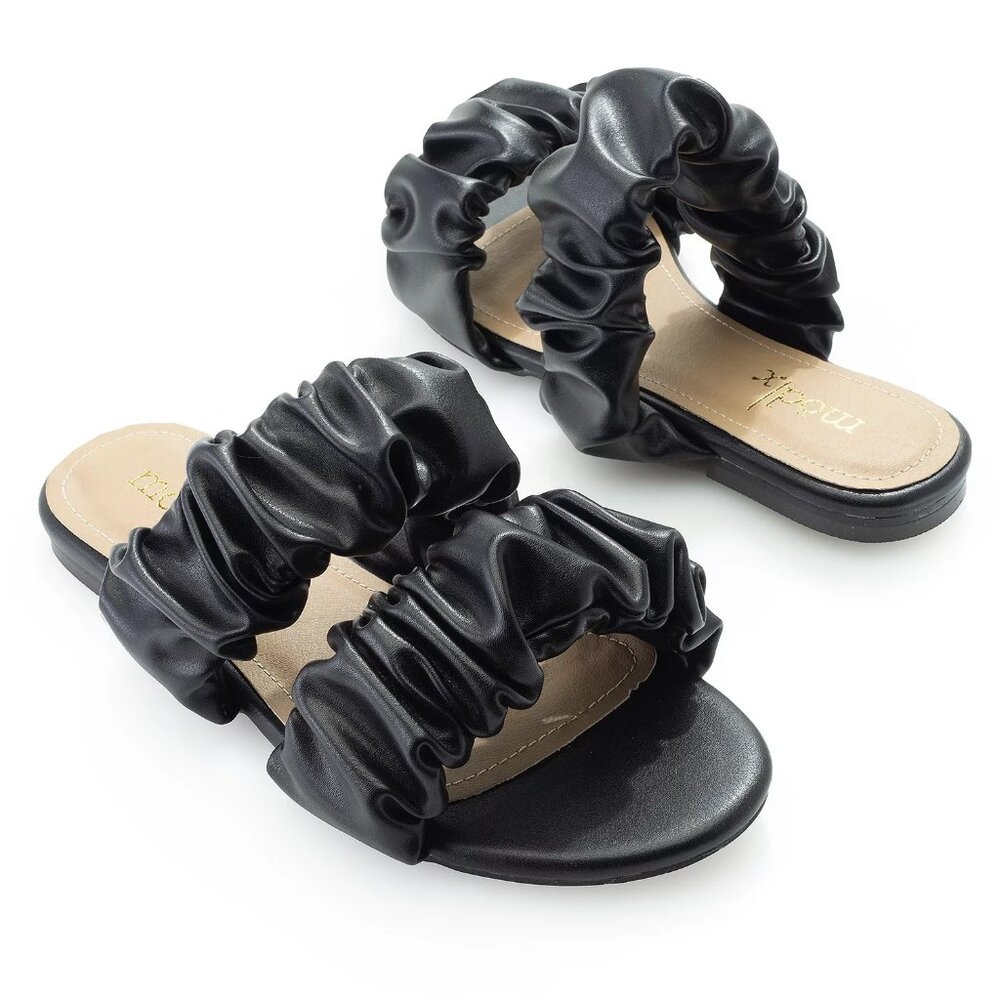 Mod X Gathered Strap Sandals Black